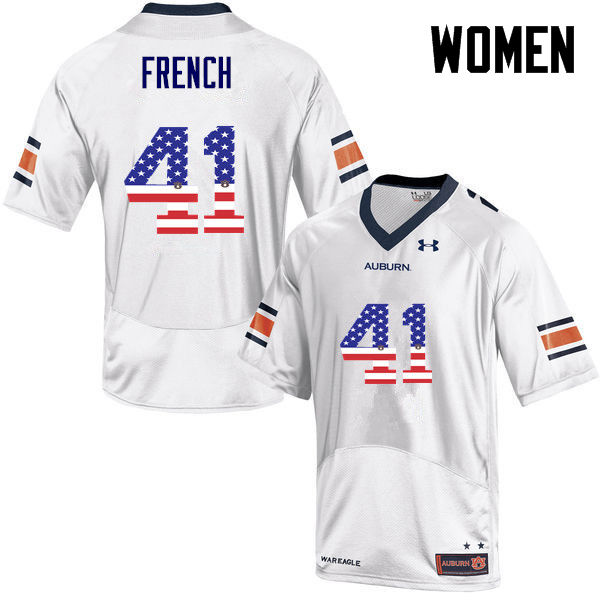 Auburn Tigers Women's Josh French #41 White Under Armour Stitched College USA Flag Fashion NCAA Authentic Football Jersey DKZ7474IX